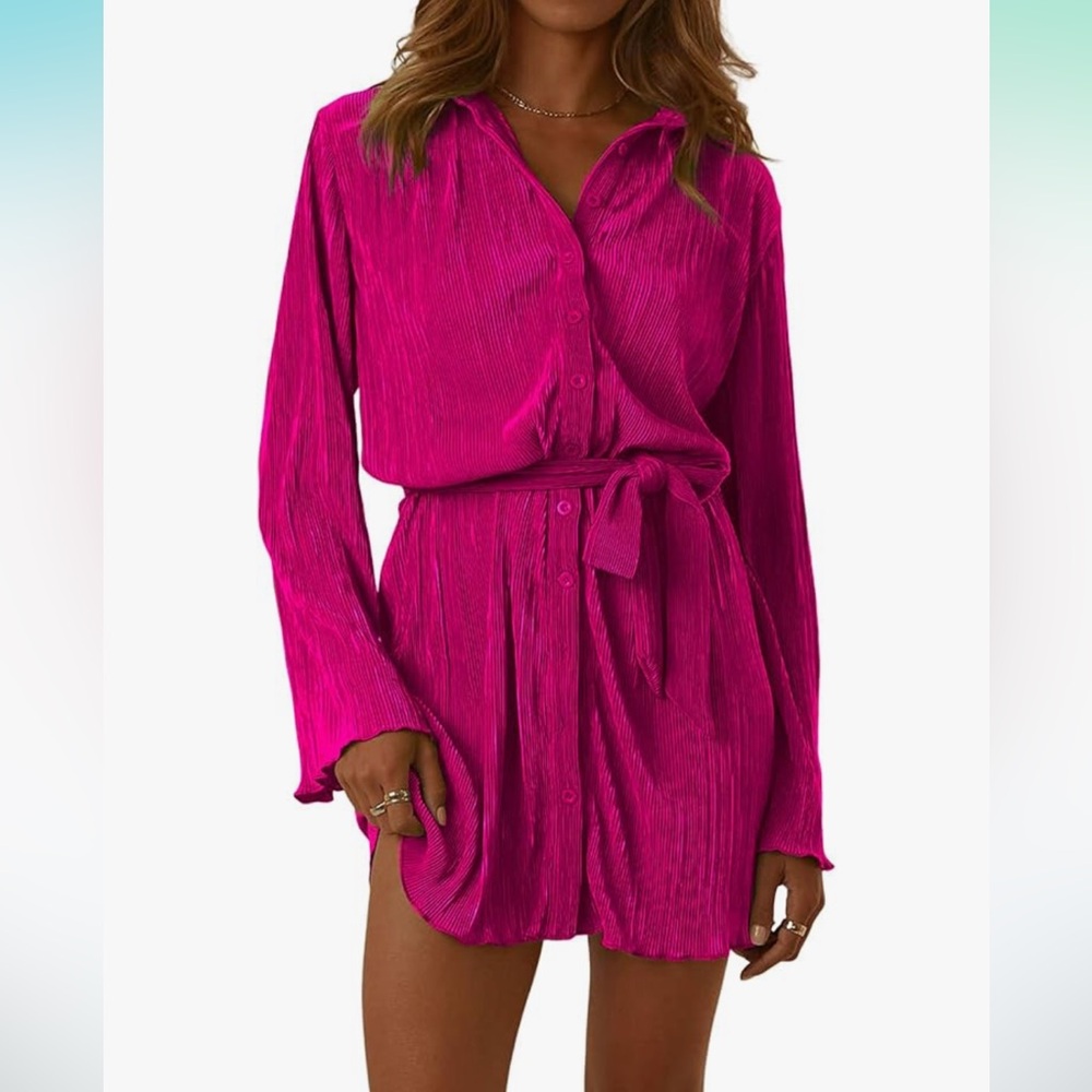 Chic Fuchsia Button-Up Dress